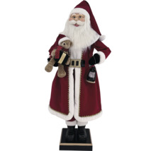 Dekorativní Santa Claus s medvídkem a lucernou na stojanu