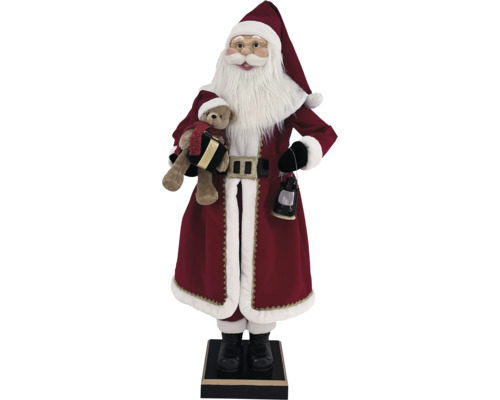 Dekorativní Santa Claus s medvídkem a lucernou na stojanu