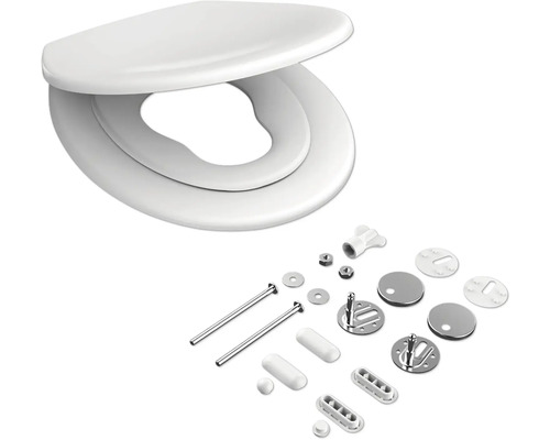 Toaletní sedátko s upevňovacím materiálem