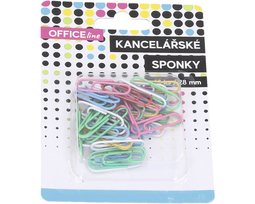 Kancelářské sponky, 28 milimetrů, různé barvy
