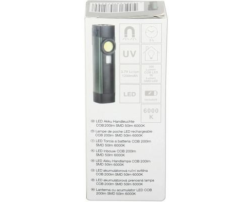 LED akumulátorová ruční svítilna balení