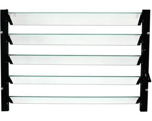 Skleněné žaluziové okno s černým rámem