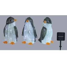 Tři figurky tučňáků se solárním panelem pro venkovní použití