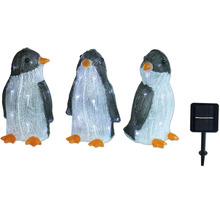 Tři figurky tučňáků se solárním panelem k dekoraci