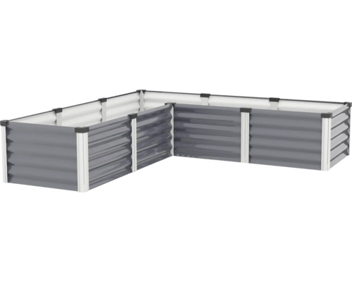 Vyvýšený záhon Vitavia Linus In & Out 401 M plechový 185 x 65 x 40 cm šedý Zvýšený záhon z šedého vlnitého kovu