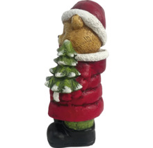 Vánoční dekorace medvídek s vánočním stromkem a čepicí Santa Clause