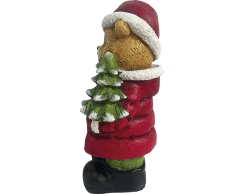 Vánoční dekorace medvídek s vánočním stromkem a čepicí Santa Clause