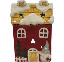 Dekorativní keramický domek s hvězdným vzorem a sněhem