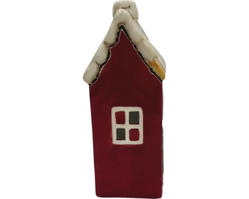 Dekorativní figurka domu se sněhem na střeše a oknem