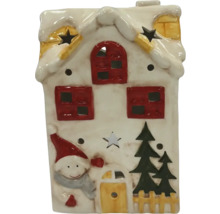 Dekorativní keramický domeček se svíčkou a vánočními motivy