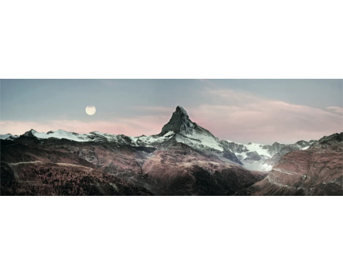 Obraz Decopanel Matterhorn moon 155x53cm Panoramatický pohled na Matterhorn se zasněženými vrcholy