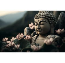 Socha Buddhy s lotosovými květy
