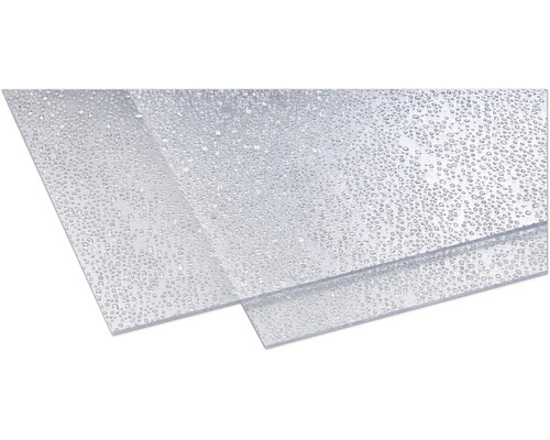 Plexisklo GUTTA polystyrol 1000 x 500 x 5 mm kapky, čiré Průhledné plastové desky s kapkami vody