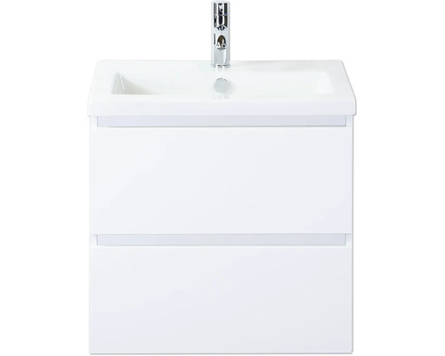 Koupelnová skříňka s umyvadlem Sanox Vogue 60 cm bílá Bílá umyvadlová skříňka se dvěma zásuvkami a vodovodní baterií