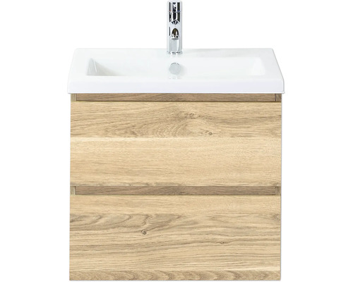 Koupelnová skříňka s umyvadlem Sanox Vogue 60 cm dub šedý Umyvadlová skříňka se dvěma zásuvkami a baterií