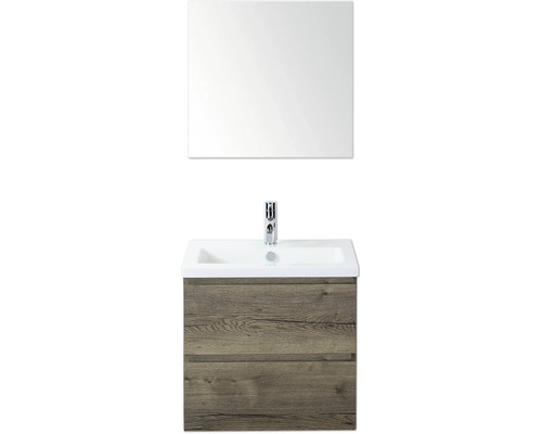 Umyvadlová souprava se zrcadlem, umyvadlem, baterií a spodní skříňkou se dvěma zásuvkami