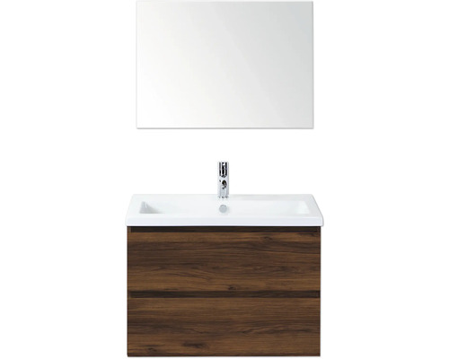 Umyvadlo se zrcadlem, umyvadlem a spodní skříňkou se dvěma zásuvkami