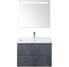 Umyvadlo se skříňkou a zrcadlem s osvětlením do koupelny