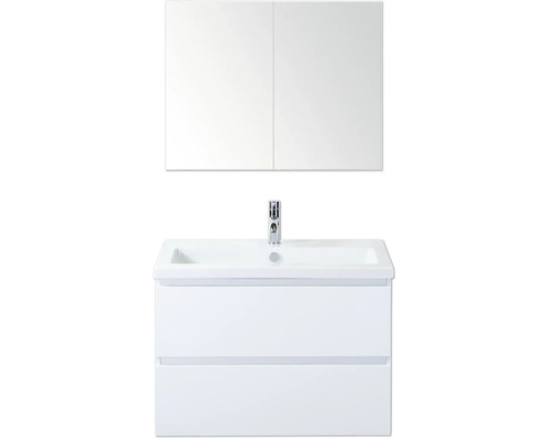 Koupelnová sestava Sanox Vogue 80 cm bílá Umyvadlová skříňka s umyvadlem, baterií a zrcadlovou skříňkou
