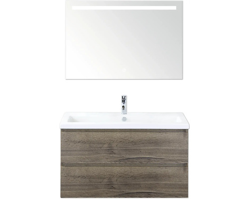 Koupelnová sestava s umyvadlovou skříňkou, umyvadlem a zrcadlem