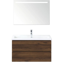 Umyvadlo se zrcadlem a spodní skříňkou se dvěma zásuvkami