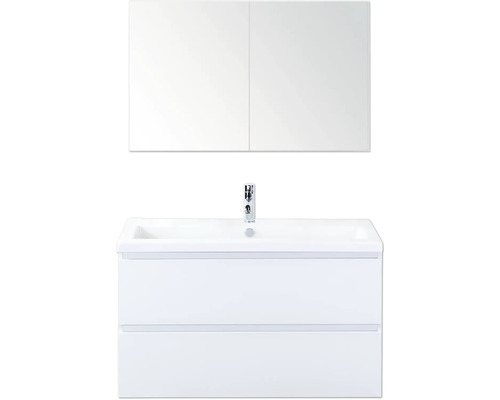 Koupelnová sestava Sanox Vogue 100 cm bílá Umyvadlová sestava se zrcadlovou skříňkou a dvěma zásuvkami