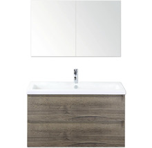 Skříňka pod umyvadlo se dvěma zásuvkami, umyvadlem a zrcadlovou skříňkou