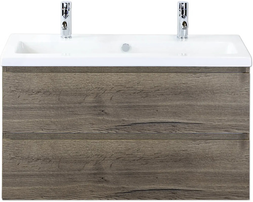 Koupelnová skříňka s umyvadlem Sanox Vogue 100 cm tabacco Skříňka pod umyvadlo se dvěma zásuvkami a umyvadlem