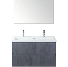 Umyvadlo se dvěma umyvadly, skříňkou a zrcadlem do koupelny