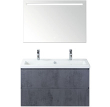 Umyvadlová skříňka se dvěma umyvadly a zrcadlem s osvětlením