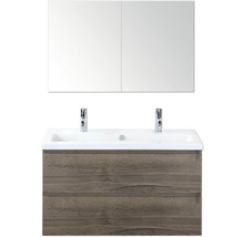 Umyvadlo se skříňkou, dvě umyvadla a zrcadlová skříňka