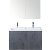 Skříňka pod umyvadlo s dvojitým umyvadlem a zrcadlová skříňka do koupelny