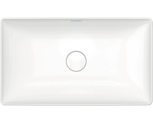 Pohled shora na obdélníkové umyvadlo značky Duravit.