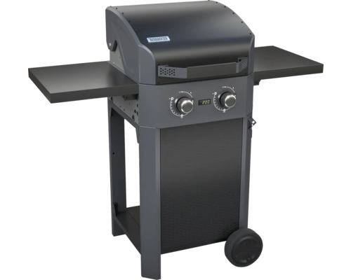 Plynový gril se dvěma odkládacími plochami a digitálním displejem