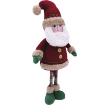 Dekorativní figurka Santa Clause s červenou čepicí, kostkovanými kalhotami a zelenými botami.