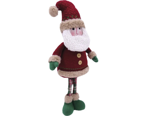 Dekorativní figurka Santa Clause s červenou čepicí, kostkovanými kalhotami a zelenými botami.