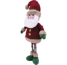 Dekorativní figurka Santa Clause s vousy, červeným kabátem a kostkovanými kalhotami