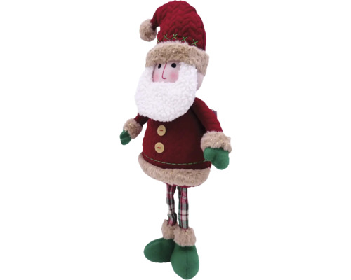 Dekorativní figurka Santa Clause s vousy, červeným kabátem a kostkovanými kalhotami