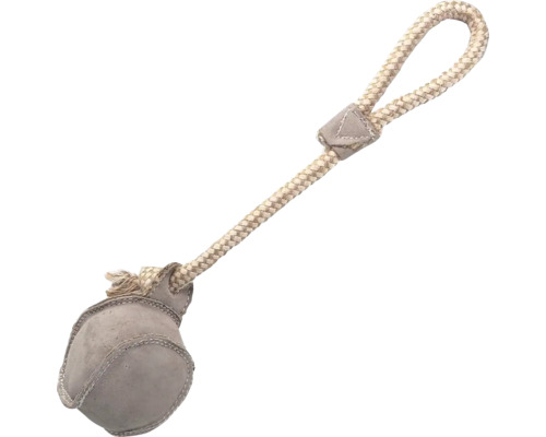 Hračka pro psy s lanem a míčem ze semiše