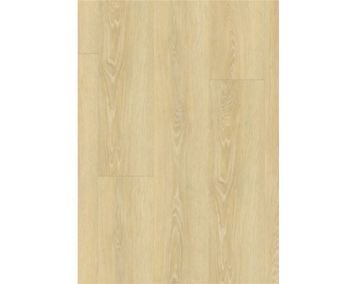 Detail světlé laminátové podlahy s texturou dřeva.