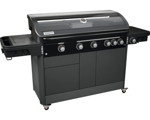 Gril Tenneker se spodní skříňkou, boční policí a ukazatelem teploty