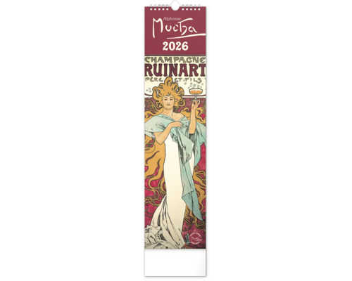 Nástěnný kalendář Alphonse Mucha 2026 s motivem Champagne Ruinart