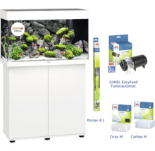 Kompletní akvarijní set se skříňkou, krmným automatem, plakátem a filtračními médii