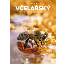 Včelařský kalendář 2026 s detailním záběrem včely