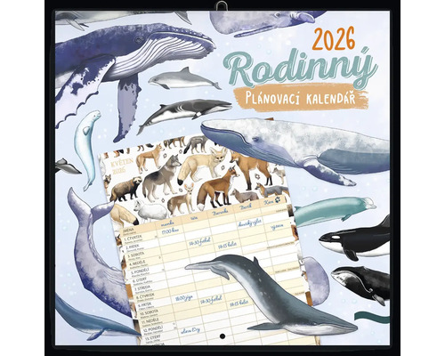 Rodinný plánovací kalendář 2026 s motivy zvířat