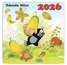 Nástěnný kalendář Notique 2026 s motivem krtečka a podzimním ovocem