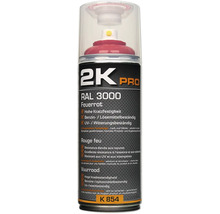 2K Pro sprej, ohnivě červená RAL 3000, odolný proti poškrábání, benzinu a UV záření.