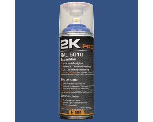 Barva ve spreji 2K PRO lesk RAL 5010 hořcová modrá 400 ml 2K Pro sprej hořcová modř RAL 5010 pro lakýrnické práce