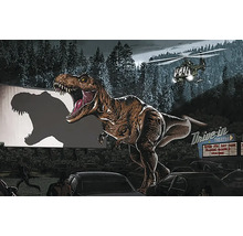 Scéna s Tyranosaurem Rexem, autokinem, helikoptérou a prchajícími lidmi