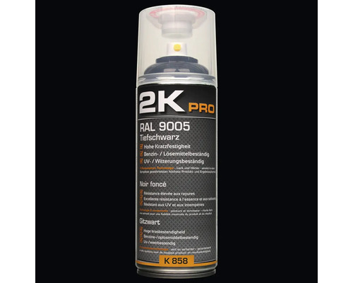 Barva ve spreji 2K PRO lesklá RAL 9005 sytě černá 400 ml 2K Pro sprej RAL 9005 Deep Black